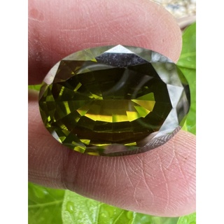 CZ Oval 17x14 (Olive ) เพชรรัสเซีย พลอย 28 กะรัต ตัดสำเร็จ รูปไข่ เนื้อแข็ง เปริดอท CUBIC ZIRCONIA PERIDOT COLOR(ความยาว