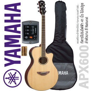 Yamaha® APX600 กีตาร์โปร่งไฟฟ้า 41 นิ้ว ไม้สปรูซ ลำตัวบาง มีเครื่องตั้งสายในตัว + กระเป๋ากีตาร์ Yamaha