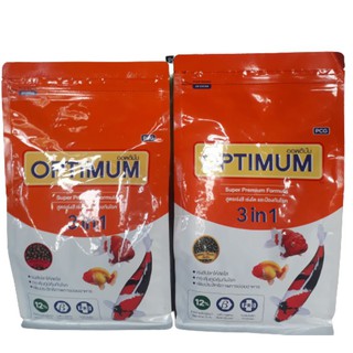 อาหารปลา OPTlMUM ออพติมั่ม (สีส้ม) สาหร่าย 12% 3in 1 สูตรเร่งสี เร่งโต ขนาด 800กรัม