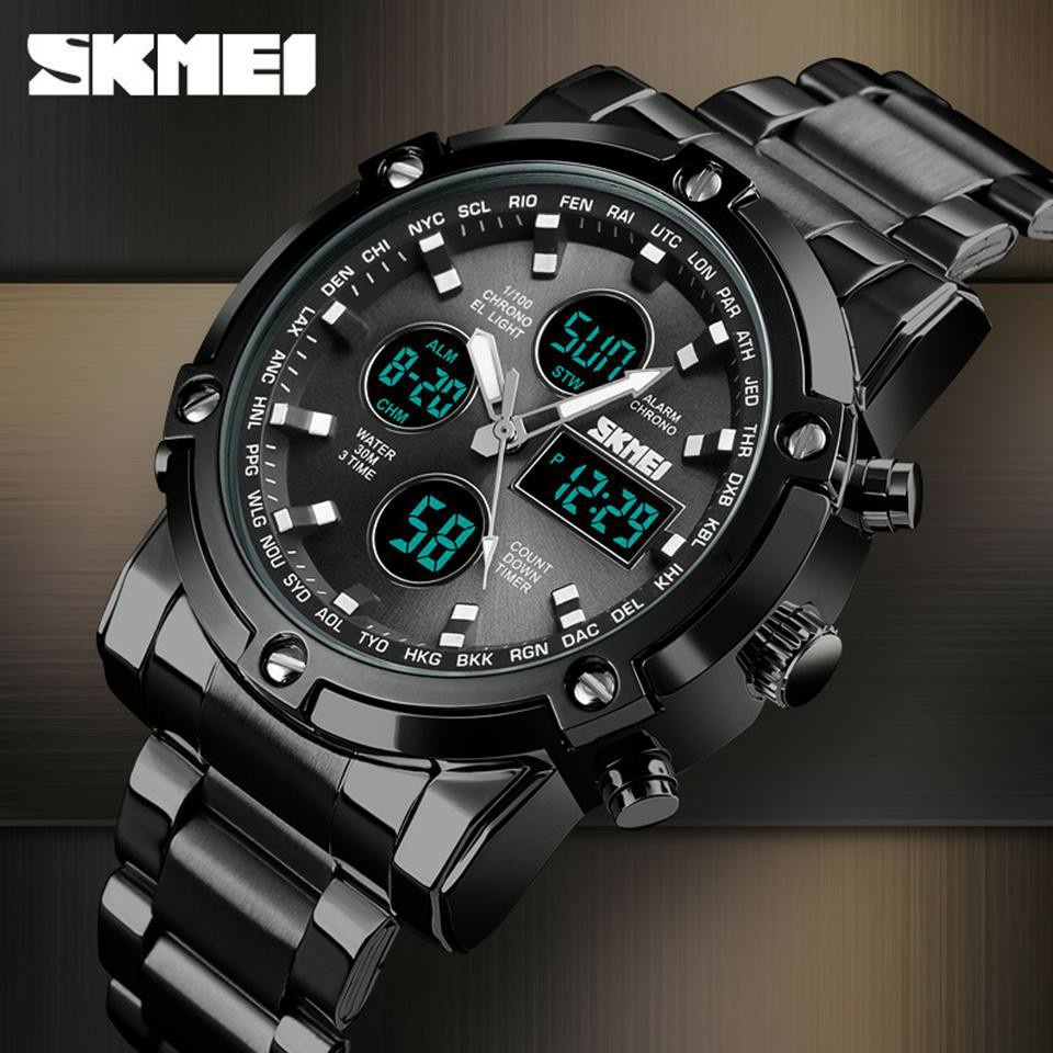 นาฬิกาข้อมือผู้ชาย สมาร์ทวอทช์ SKMEI 1389 นาฬิกาข้อมือสายเหล็ก สองระบบ กันน้ำ ของแท้ 100%