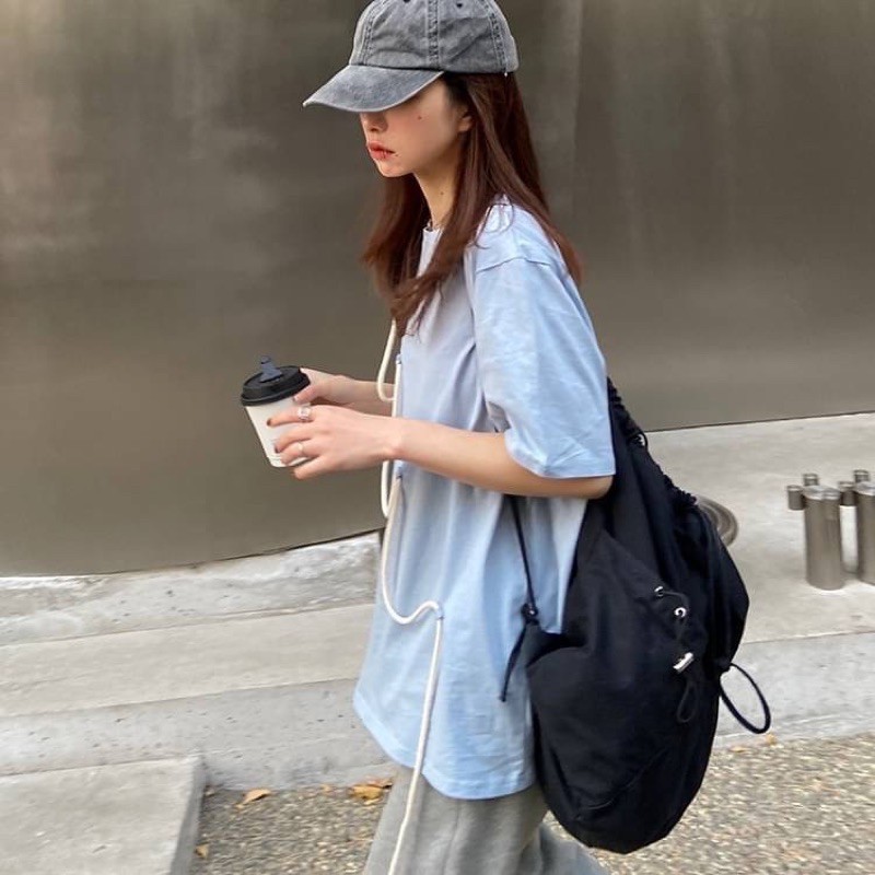 C6269 Orva tee เสื้อยืดคอกลมแขนสั้น แต่งเชือกคาดแนวเฉียง