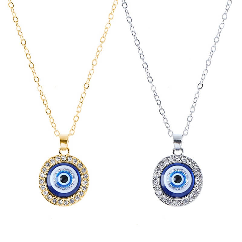 Zb* จุดเพชรสําหรับ Evil Eye สร้อยคอสําหรับผู้หญิงผู้ชายสีฟ้า Golden Silver Chain สําหรับ Evil Eye สร