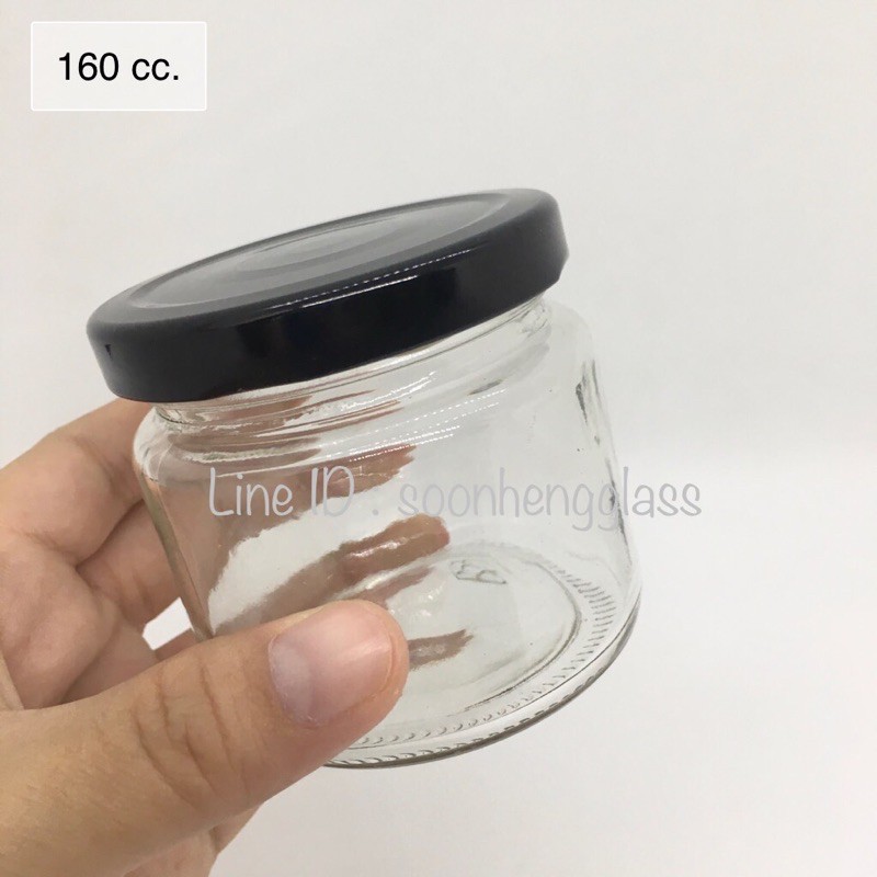 ♝☜▩กระปุกแก้ว 160 cc แบบกลม พร้อมฝา 63 มม.