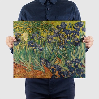 Van Gogh - Iris - B/ Nostalgic โปสเตอร์สีน้ํามันสไตล์วินเทจ 36X47 ซม.