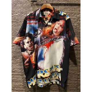 WACKO MARIA + THE TEXAS CHAINSAW MASSACRE PRINTED HAWAIIAN SHIRT เสื้อเชิ้ตแขนสั้น แบรนด์แวคโค มาเรีย ญี่ปุ่น ผีเลื่อย