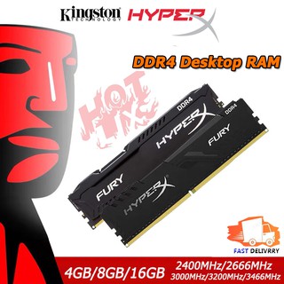 พร้อมส่ง Kingston Hyperx Fury แรม DDR4 Ram 4GB 8GB 16GB หน่วยความจำเดสก์ท็อป 2133Mhz 2400Mhz 2666Mhz 3200Mhz Dimm หน่วยความจำเกม