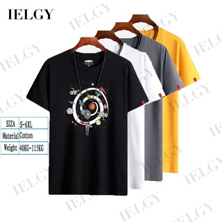 Ielgy【s-6xl】เสื้อยืดแขนสั้นลําลอง ผ้าฝ้าย ทรงหลวม ขนาดใหญ่ แฟชั่นฤดูร้อน สําหรับผู้ชาย