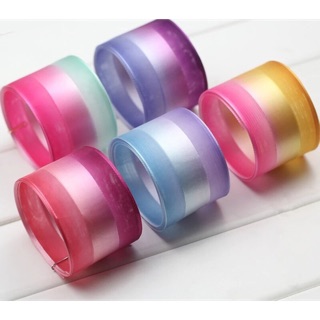 3.8 cm ริบบิ้นไล่สี ombre ( organza-satin) ริบบิ้นผ้า ริบบิ้นเกาหลี ริบบิ้น