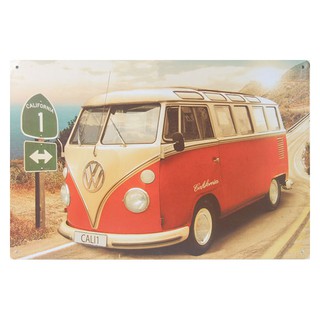 ป้ายสังกะสีวินเทจ Red Volkswagen Californian Camper