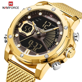 NAVIFORCE Luxury Mens Gold Watches Military Digital Sport Quartz WristWatch LED Luminous Waterproof Clock Men