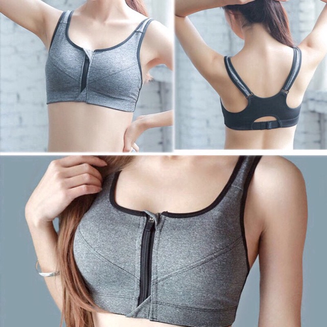 Size Adjustable bra Zip Women Front Bar Close S-XXL Padded Sport Yoga Up Push