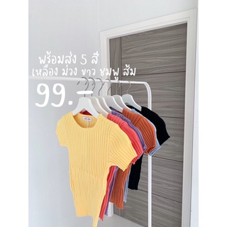 เสื้อยืดคอกลม ผ้าไหมพรมนิ่ม พร้อมส่ง 5 สีจ้า