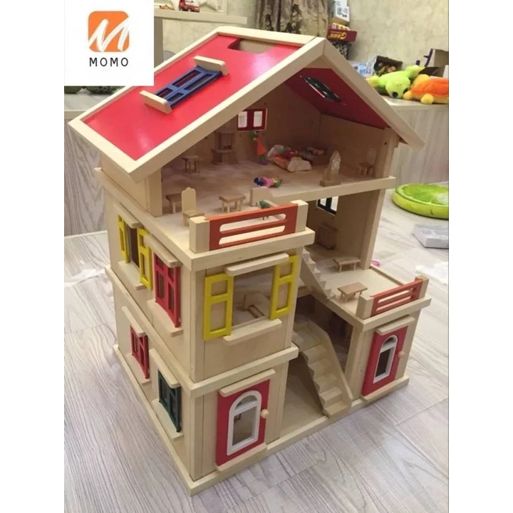 บ้านไม้ประกอบของเล่นเด็ก บ้านตุ๊กตา House Villa thumbnail 4