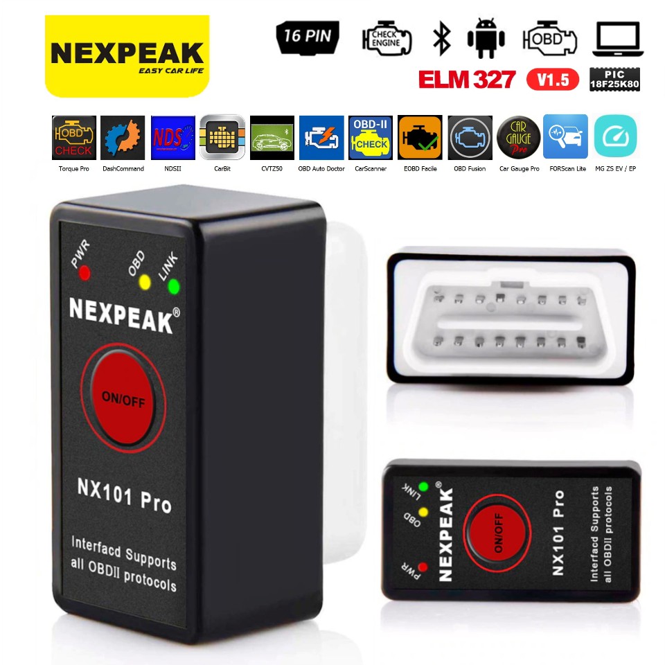 [NEXPEAK NX101 PRO] ELM327 V1.5 Bluetooth2.0 OBD2 with Microchip ...