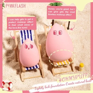 PINKFLASH ฟองน้ำแต่งหน้า รูปทรงหยดน้ำ สีชมพู
