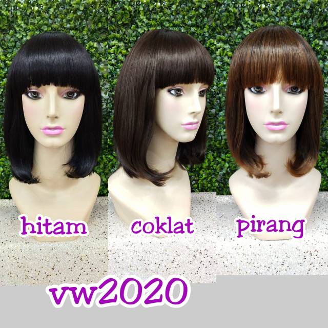 CLEOPATRA SHORT STRAIGHT WIG HAIR WITH FLAT FRONT BANGS / SHORT WIG พร้อม Bangs 2020