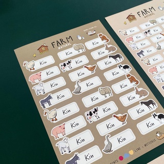 สติ๊กเกอร์ชื่อ กันน้ำ ลาย FARM ( Name Sticker 4 sheet / set )