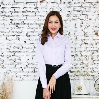 เสื้อนักศึกษาหญิงแขนยาวสีโอโม่ แบบหลังจีบ