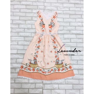 Lavender By Widelia@Real Size L Dress เดรสแขนกุด เนื้อผ้าพิมพ์ลาย ลวดลายสดใส สวยหวานน่ารัก