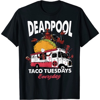 ผ้าฝ้ายคอกลมเสื้อยืด พิมพ์ลายกราฟฟิค Marvel Deadpool Taco Tuesday Everyday สไตล์วินเทจ คลาสสิก สําหรับผู้ชาย และผู้หญิง