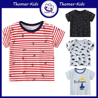 [THOMAS Kids] เสื้อยืดคอกลม แขนสั้น ผ้าฝ้าย 100% ลายการ์ตูนไดโนเสาร์ สําหรับเด็กผู้ชาย ผู้หญิง 1-6 ปี ขายส่ง