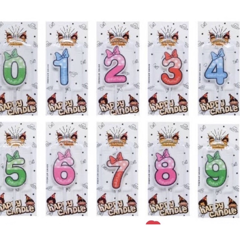 เทียนตัวเลข เทียนวันเกิด เทียนhappy birthday เบอร์0-9