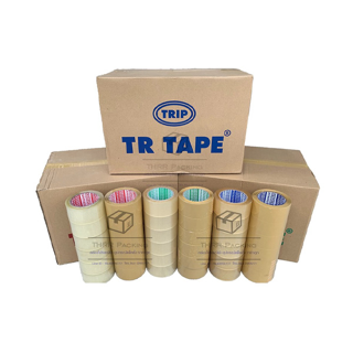 [ยกลัง 100หลา] TR Tape เทปใส เทปสีน้ำตาล กว้าง 2นิ้ว ยาว 100หลาเต็ม 60ม้วน