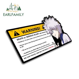 Earlfamily สติกเกอร์ไวนิล ลายการ์ตูนอนิเมะ Hunter x Hunter Killua Zoldyck Warning ขนาด 15 ซม. x 8.2 ซม. สําหรับติดตกแต่งหน้าต่างรถยนต์