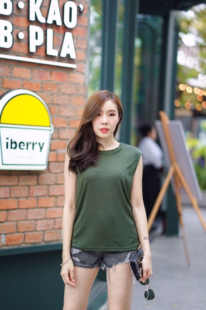 คอกลมแขนกุด ผ้าซีทรูใส่สบายไม่ต้องรีด เสื้อผ้าแฟชั่นผู้หญิง ราคา ถูกที่สุด ดีลบีเคเค แกลเลอรีภาพที่ 2