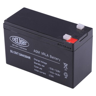 Dry battery DRY BATTERY DELIGHT 12V 7.5AH Emergency light torch Electrical work แบตเตอรี่แห้ง แบตเตอรี่แห้ง DELIGHT 12V