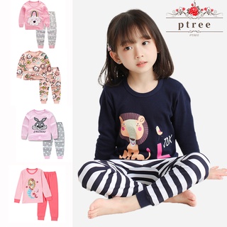 2-15 Years Girls Pajamas Set Korean Cotton Printing Long Sleeve Sleepwear Set Kids Home Pyjamas