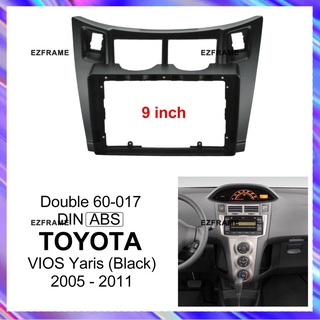 กรอบเครื่องเล่น Mp5 วิทยุ Fascia Stereo Panel Dashboard 9 นิ้วสําหรับรถยนต์ Toyota Yaris 2005-2011