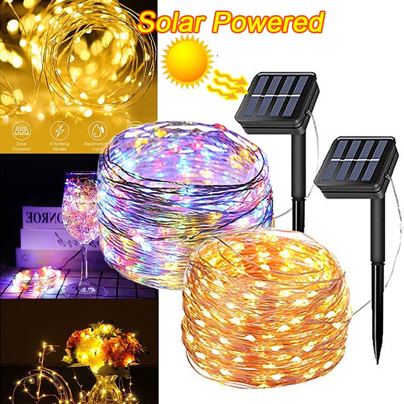 ไฟสตริงโซล่า 8 โหมด กันน้ำ Solar Fairy String 22M 200LED ตกแต่งงานปาร์ตี้/สวน/ทางเดินกลางแจ้ง
