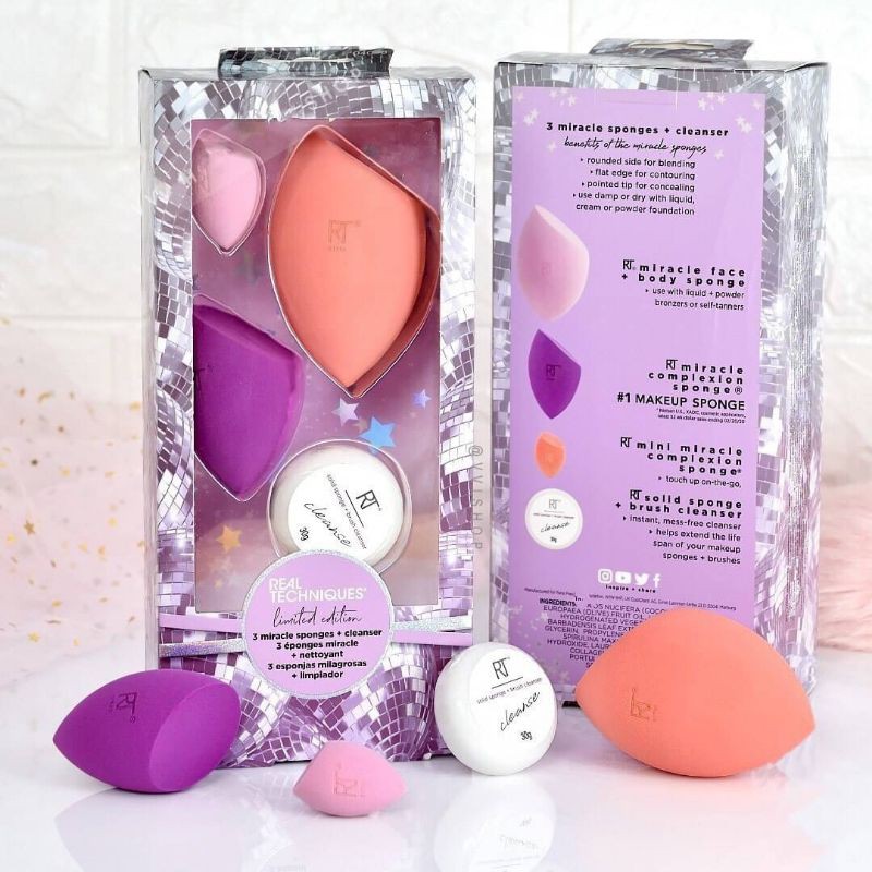 Real Techniques 3 Miracle Sponges + 1 Cleanser Limited Edition