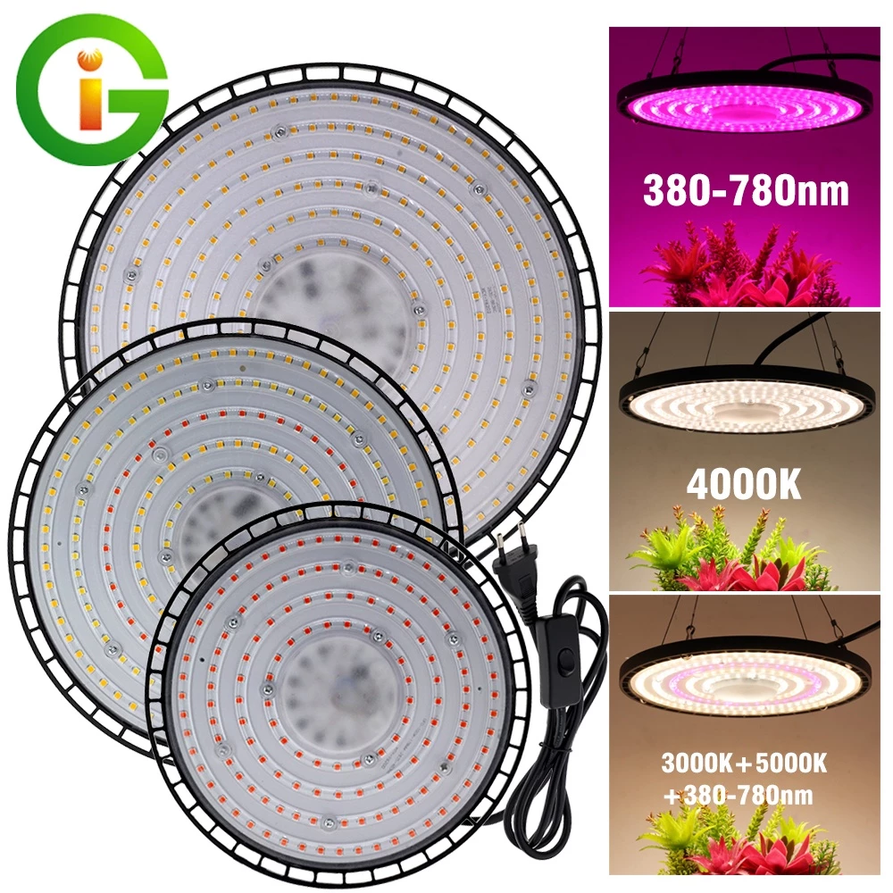 ไฟช่วยต้นไม้ตัวเร็ว AC220V Full Spectrum Grow Light LED 200W UFO กันน้ำ ไม่กลัวฝนและหมอก ไฟเลี้ยงต้นไม้โตเร็ว2เท่า