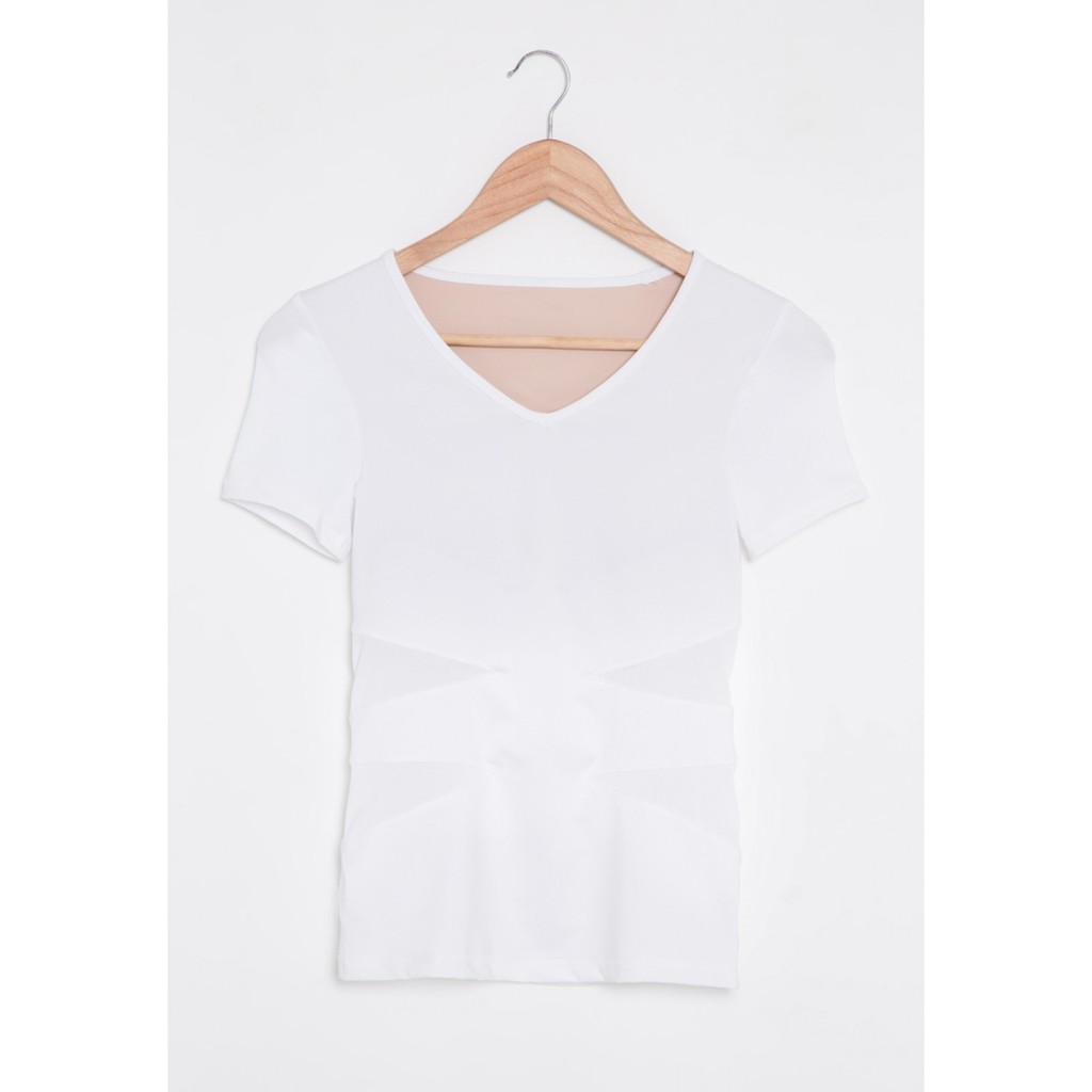 เสื้อโยคะ Fitz - Top Tee with Bra - Goodness - White #5