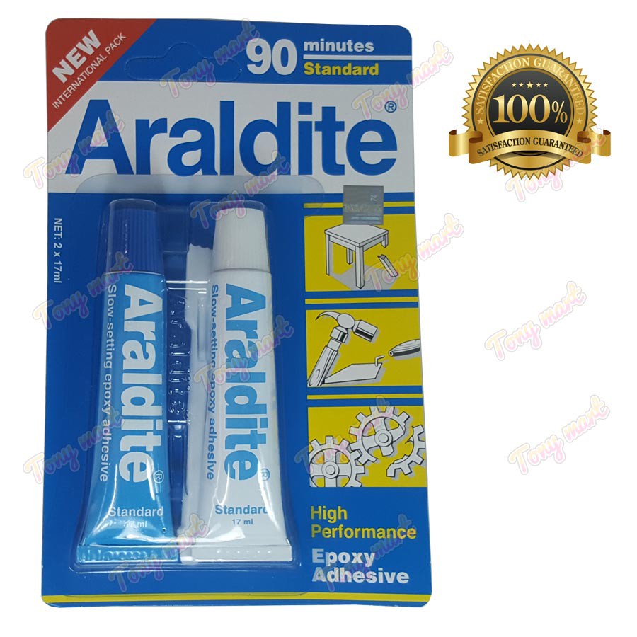 แผงสีฟ้า ตรา Araldite กาวอีพ็อกซี่ เอนกประสงค์ แห้งช้า อาราไดท์ Standard 90นาที (สีใส)