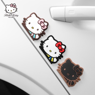 แถบสติกเกอร์ซิลิโคน ป้องกันการชน ลายการ์ตูน Hello Kitty กันรอยขีดข่วน สําหรับติดประตูรถยนต์