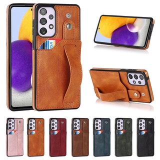 เคสโทรศัพท์มือถือหนัง PU นิ่ม พร้อมช่องใส่บัตร ขาตั้ง หรูหรา สําหรับ Samsung Galaxy A72 A33 A53 A73 A22 A32 A52 A52s 4G 5G A72 A33 A53 A73 A32 A22