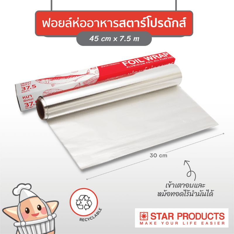 ฟลอย ฟอยล์ห่ออาหาร มี 2 ขนาดความยาว ฟอยล์ถนอมอาหาร