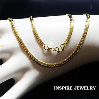 ☞☇✕Inspire Jewelry สร้อยคอทอง 18k ขนาดเส้น 1บาท งานยิงเลเซอร์เข้าตัวเรือน ใส่ดี ชุบเศษทองคำแท้ ยาว 18นิ้วแหวนสร้อยคอ🎁🎀