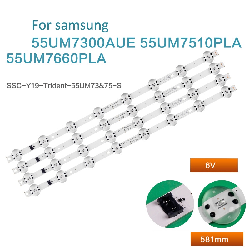 แถบไฟแบ็คไลท์ led LCD สําหรับ Samsung 55UM7300AUE LGIT_Y19_55UM73/75 EAV 4 ชิ้น ต่อชุด64692001
