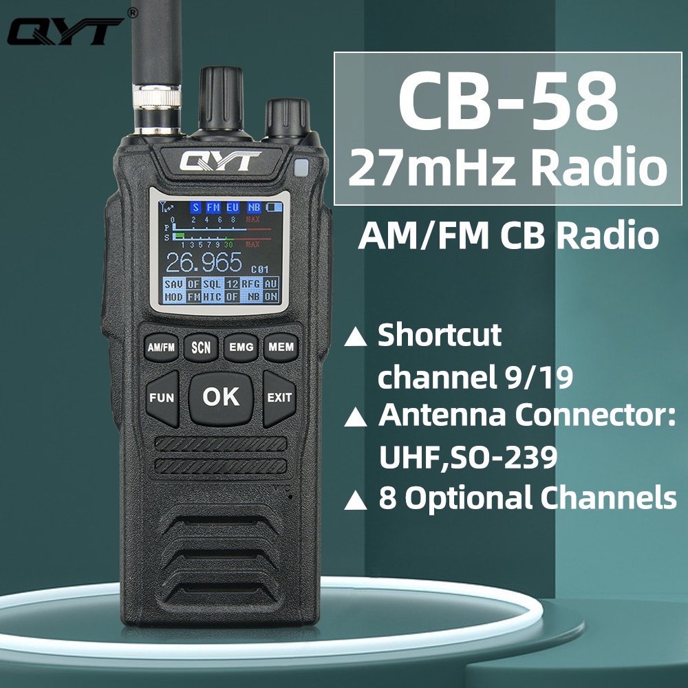 2022 New REALEASE QYT CB-58 27MHz วิทยุสื่อสาร 40 ช่องทาง AM/FM CB (วิทยุ 26.965-27.405เมกะเฮิร์ตซ์)