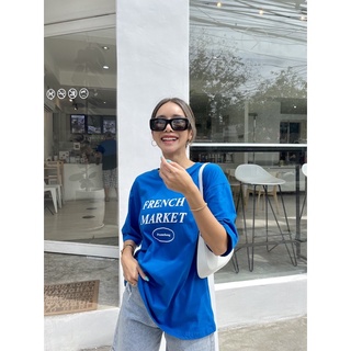 FRENCH MARKET Oversize T-shirt เสื้อยืดทรงโอเวอร์ไซส์สกรีนลายสไตล์มินิมอล