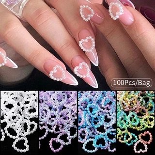 อะไหล่หัวใจมุก-มุกแบบต่างๆสำหรับตกแต่งเล็บ-ตกแต่งเคสหรืองาน DIY ต่างๆ100ชิ้น/แพค 🦄พร้อมส่งในไทย 🦄