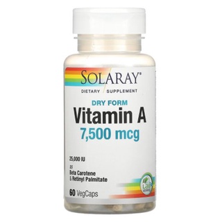 Solaray, Dry Form Vitamin A, 7,500 mcg [ 60 VegCaps ] Now Foods, Vitamin A, Bluebonnet Nutrition, Vitamin A