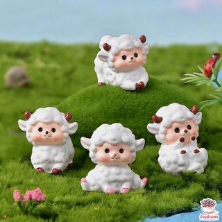 แกะน้อยร่าเริง [ เซต 6 ชิ้น ] ตุ๊กตาจิ๋ว โมเดลจิ๋ว แต่งสวน