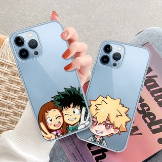 เคสโทรศัพท์มือถือ สีใส กันรอยขีดข่วน ลายการ์ตูนอะนิเมะ My Hero Academia สําหรับ iPhone 11 Pro Max 12 13 14