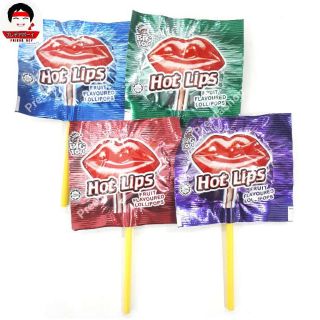 HOT LIPS LOLLIPOPS อมยิ้มรูปปาก อมยิ้ม รสผลไม้ อมยิ้มแปลก  (8g) มี4สีให้เลือก ราคา/1ชิ้น