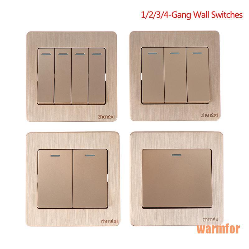 Warmfor สวิตช์ไฟติดผนัง 1 2 3 4 Gang 1 ทาง สีทอง สําหรับติดผนัง